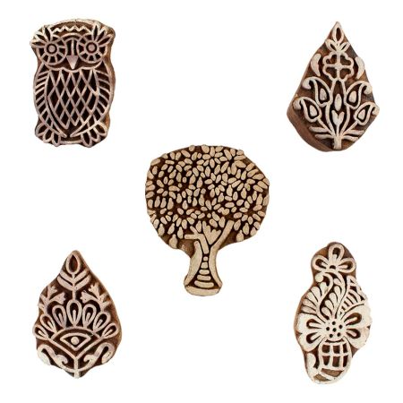 Set of 5 Piece New Mix Wooden Printing Blocks